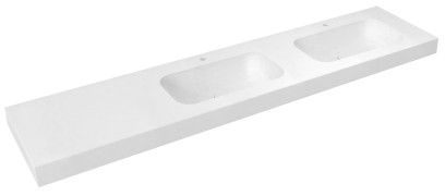 EMICO dvojumyvadlo, Rockstone, 220x50cm, límec L, pravé, bílá mat EM220-B2R-L