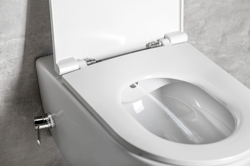INFINITY CLEANWASH závěsná WC mísa, integrovaná baterie a bidet. sprška, Rimless, 36,5x53cm, bílá 10NFS1005I