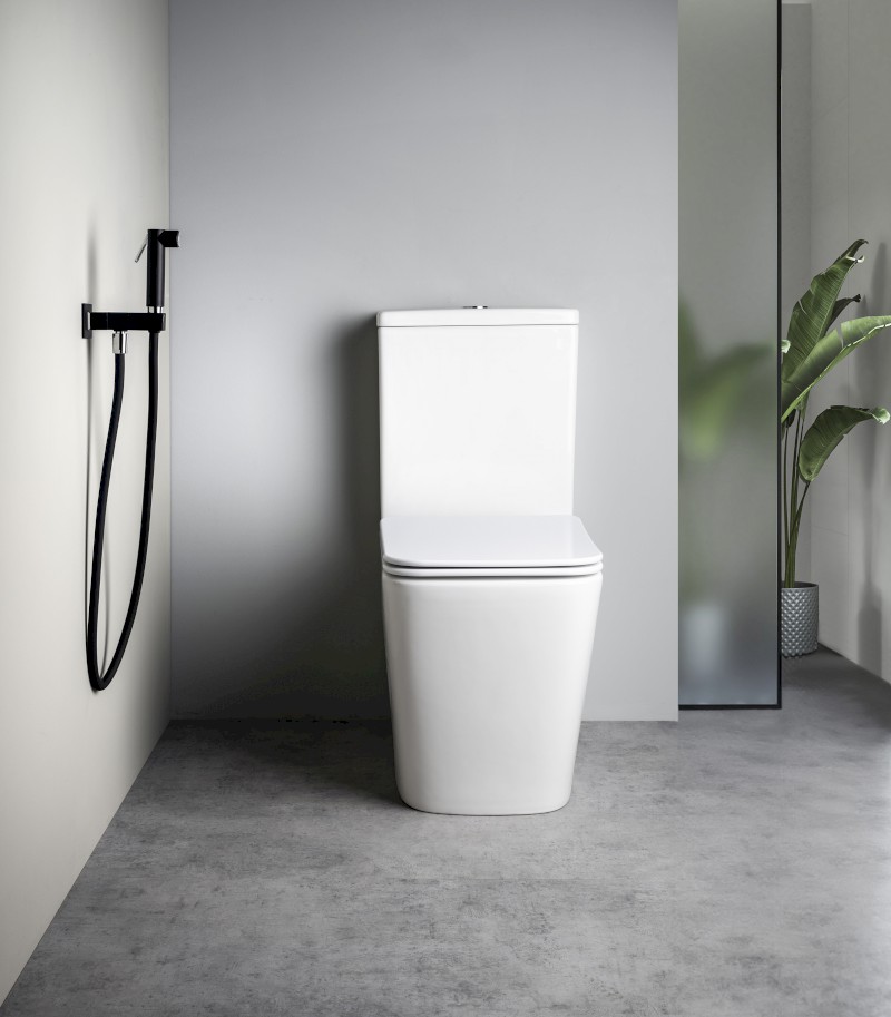 Nástěnný ventil s ruční bidetovou sprškou a bezpečnostní pojistkou,hranatý,černá mat SG108NE