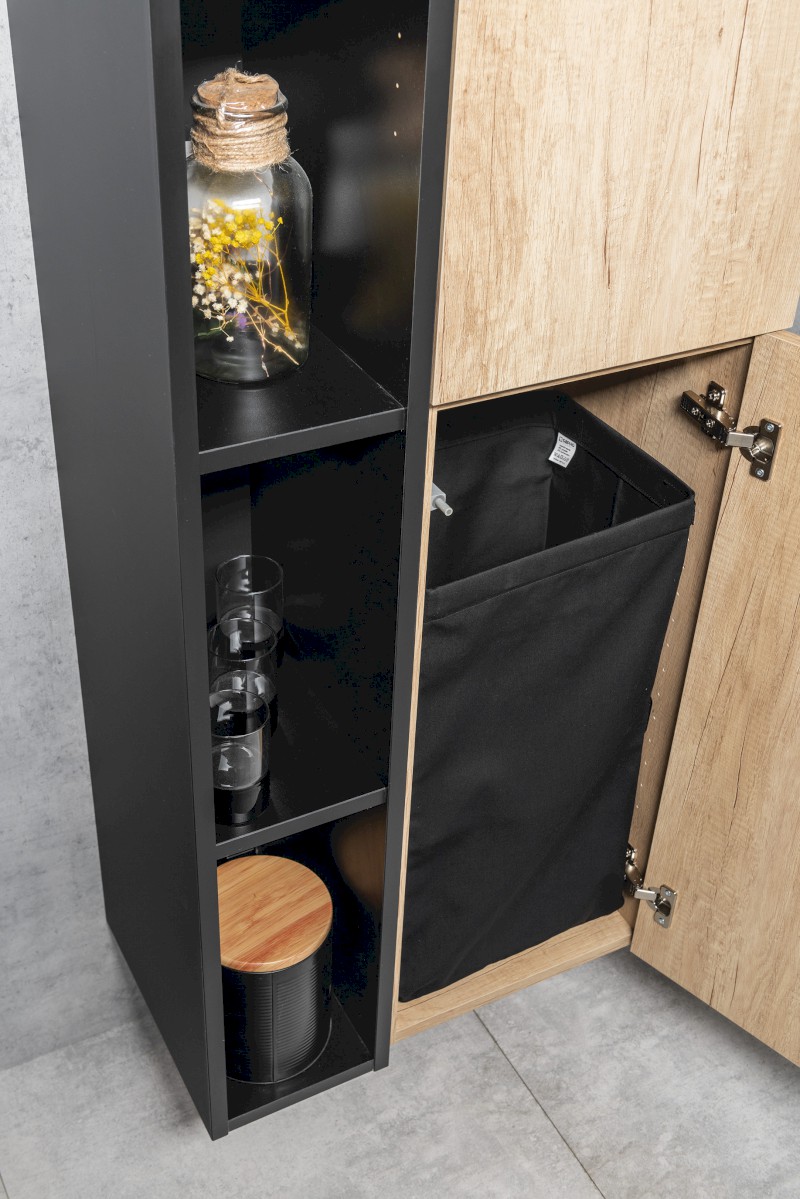 Prádelní koš do skříně 310x570x230mm, suchý zip, černá UPE600B