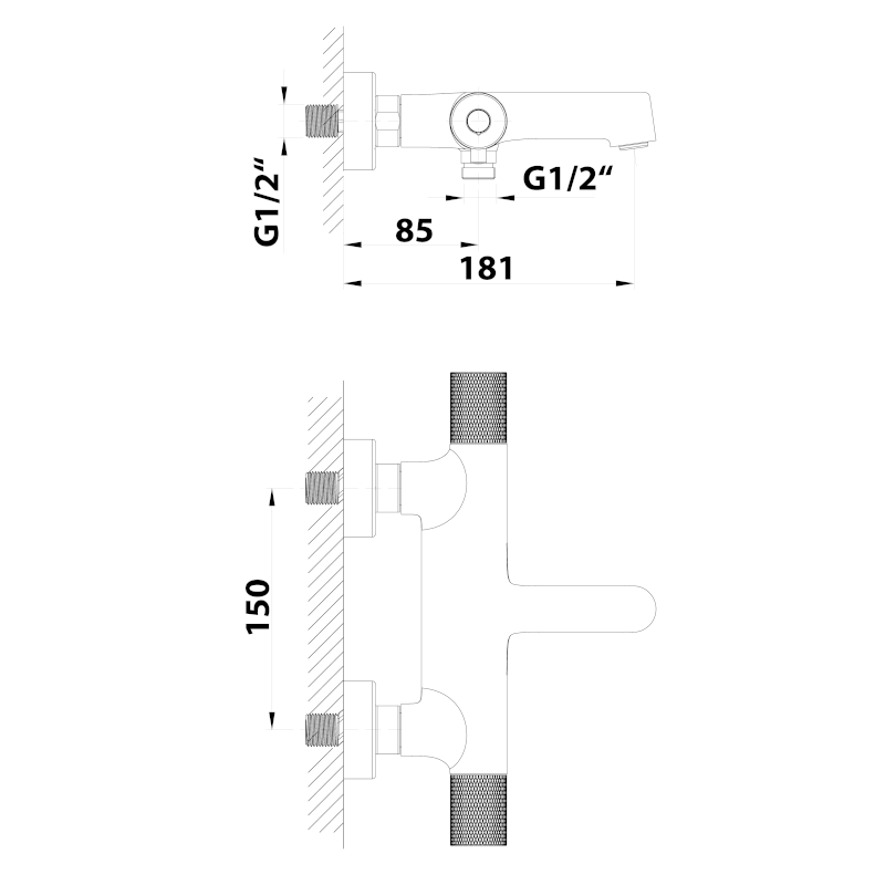 SOLARIS nástěnná vanová termostatická baterie, černá mat WD010B