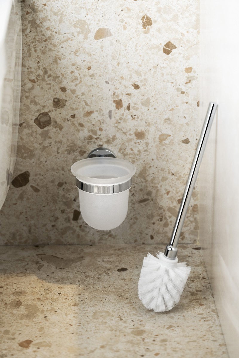 LARISSA WC štětka závěsná, mléčné sklo, chrom WS008