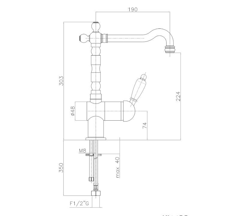 KIRKÉ WHITE stojánková dřezová baterie, bílá páčka, bronz KI14BB