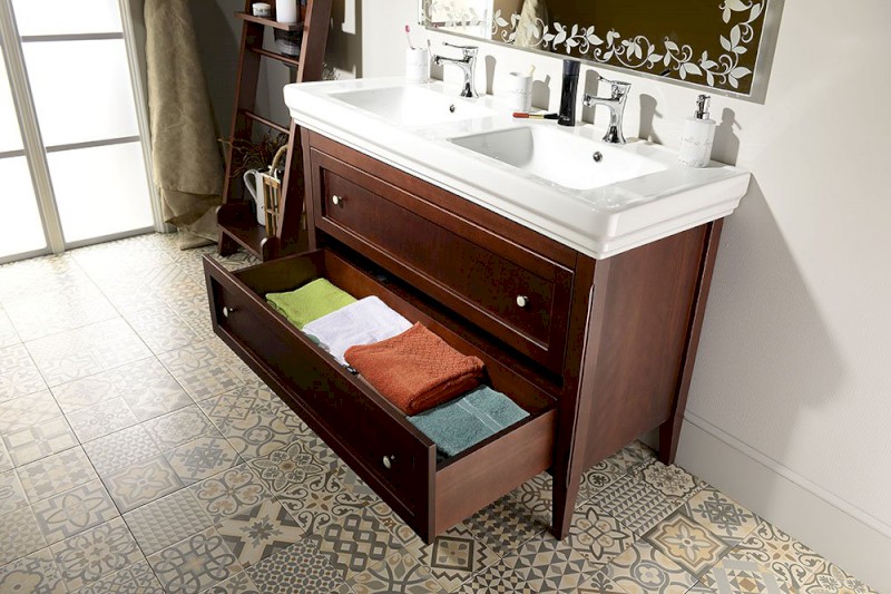 CROSS umyvadlová skříňka 116x77,5x49,5cm, 2x zásuvka, buk CR325