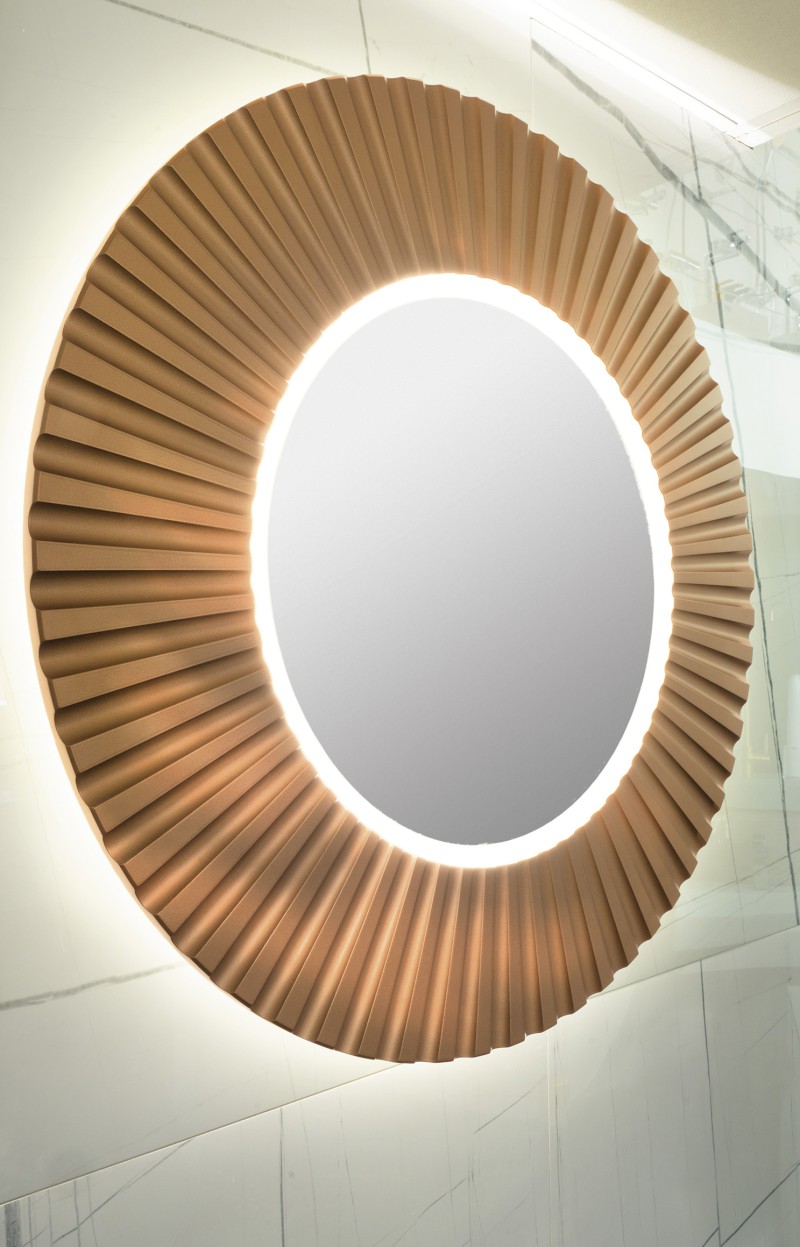 PRIDE STRIP kulaté zrcadlo s LED osvětlením v rámu ø 75cm, bronz PD754