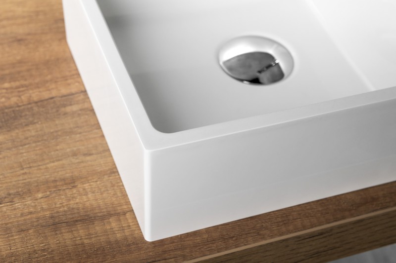 SANNA umývátko na desku, litý mramor, 25x25cm, bílá SN250