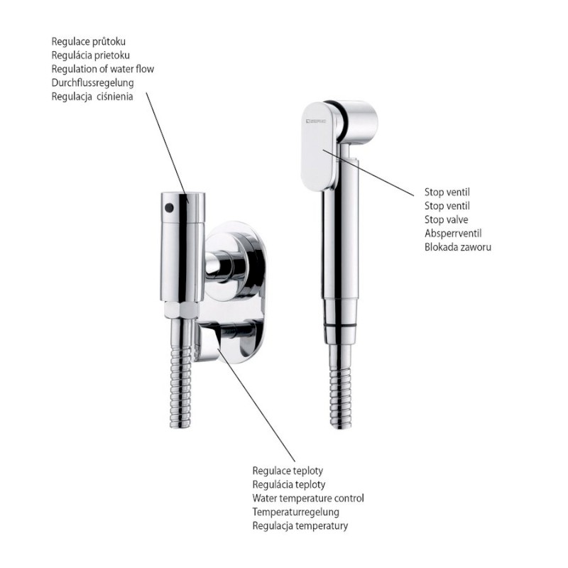 Ventil pro bidetové spršky, s hadicí 120cm, chrom JS121