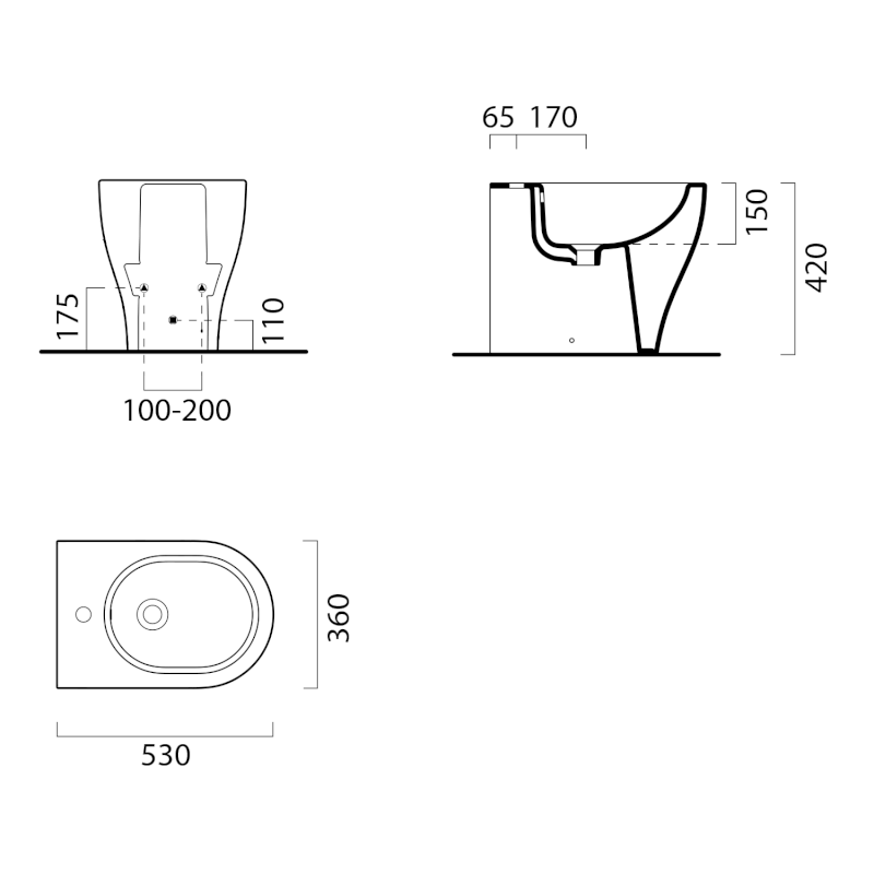 TONO bidet stojící 36x53cm, agave mat 6462104