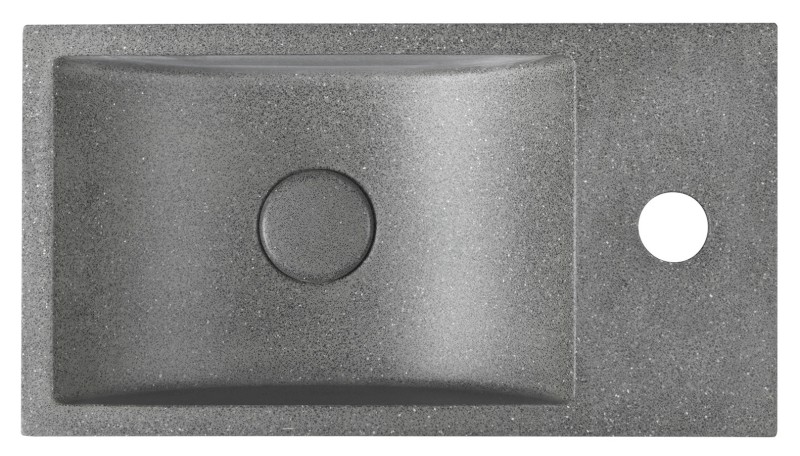 CREST R betonové umývátko, nástěnné, včetně výpusti, 40x22cm, černý granit AR409