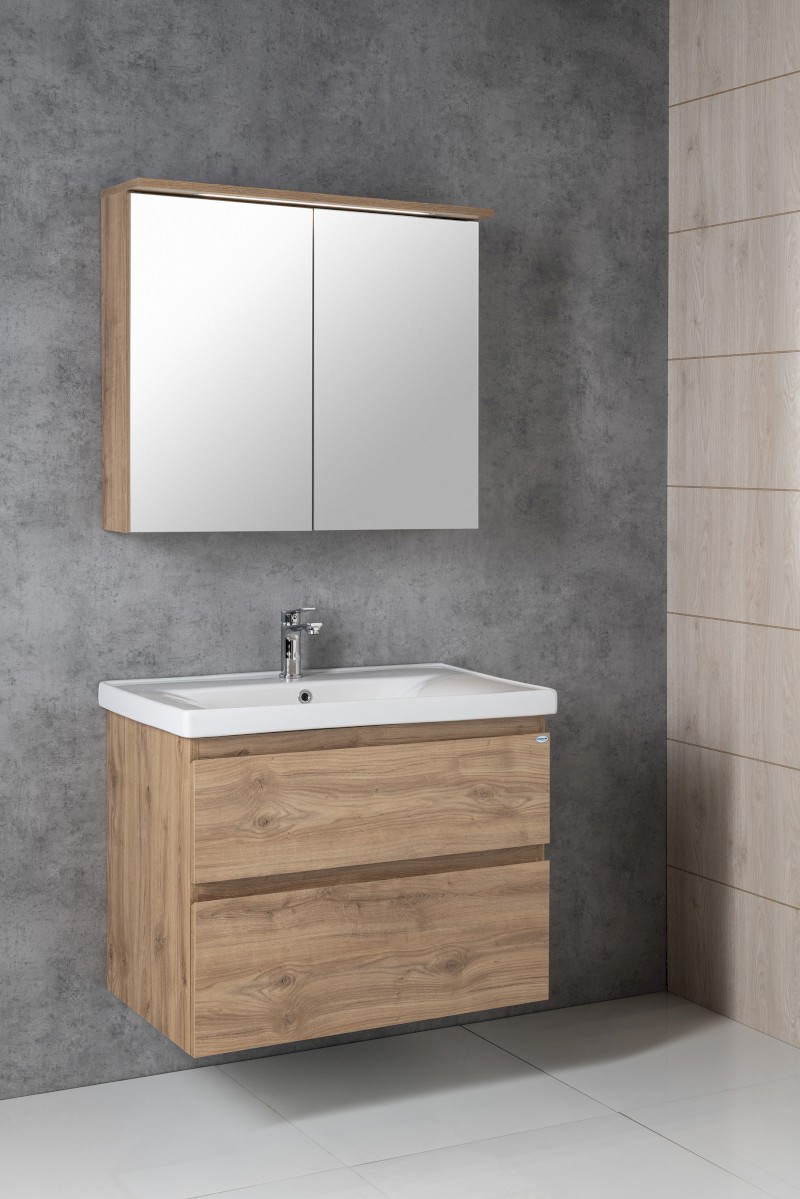 KAWA STRIP galerka s LED osvětlením 80x70x22cm, dub emporio WGL38S