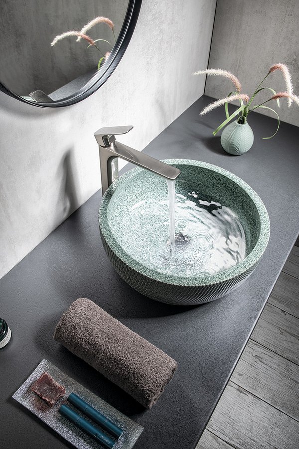 PRIORI keramické umyvadlo na desku, Ø 42 cm, zelená PI013