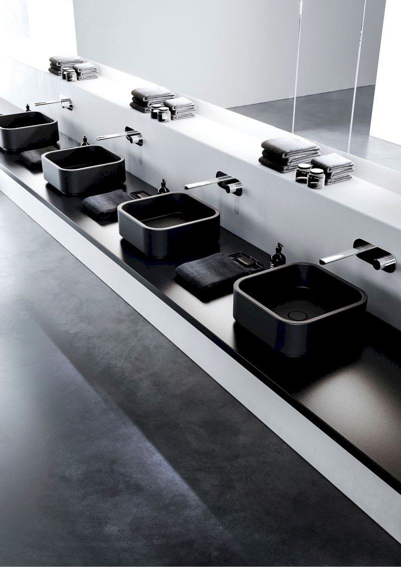 HAKO keramické umyvadlo na desku 40x40 , černá mat 554431