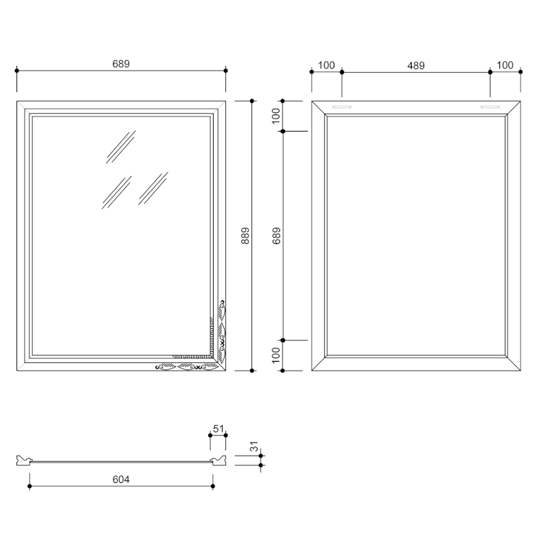 BOHEMIA zrcadlo v dřevěném rámu 68,6x88,6cm, zlatá NL483