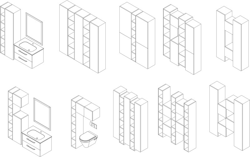 ESPACE otevřená policová skříňka 20x172x32cm, dub alabama ESC100-2222