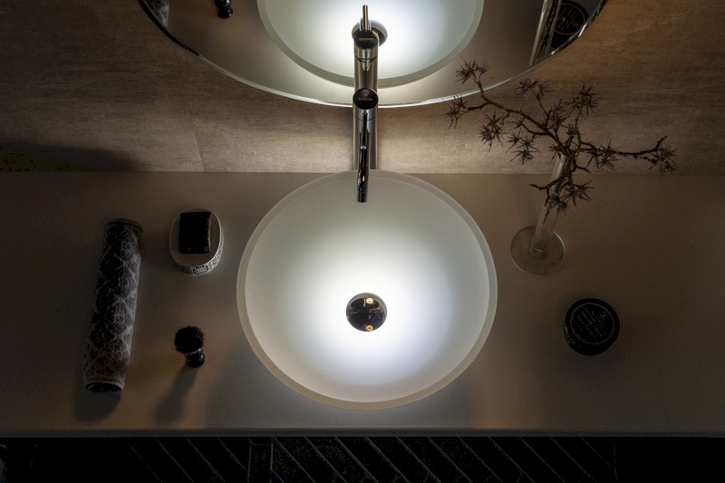 TELICA skleněné umyvadlo na desku Ø 42cm, bílá mat TY181W