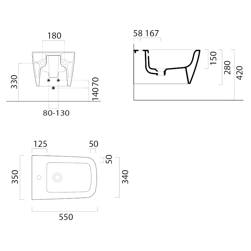 NUBES bidet závěsný 35x55cm, bílá mat 9665109
