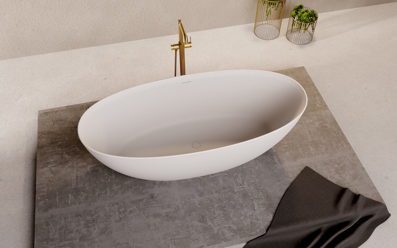 NOYA volně stojící vana, solid surface, 170x76x56cm, bílá mat 92330