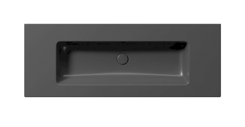 PURA keramické umyvadlo Slim 122x46cm, bez otvoru, černá mat 8887026