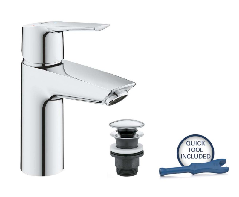QuickFix Start Umyvadlová baterie s výpustí Push-Open, studený start, chrom GROHE 23551002