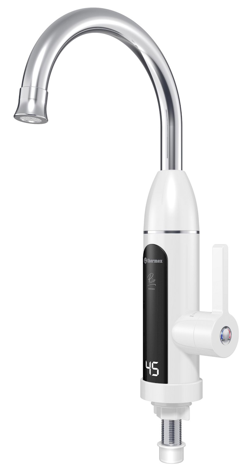 RIO elektrická vodovodní baterie s průtokovým ohřívačem vody, 230V, 3kW, bílá/nerez 211086