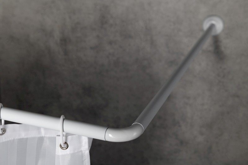 Závěsová tyč rohová 90x90cm, hliník, bílá AC9090