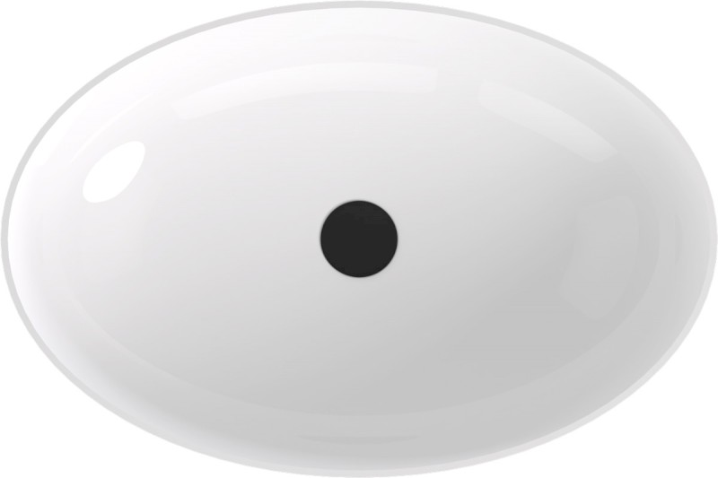 BANERA OVAL umyvadlo na desku, litý mramor, 60x40cm, bílá/hnědá mat 14397.72