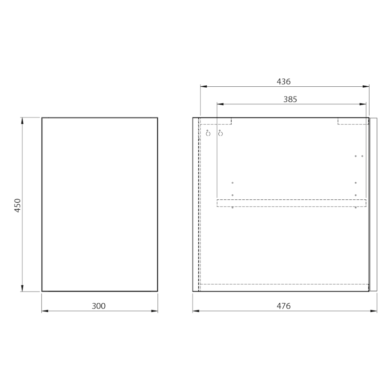 WAVE skříňka spodní dvířková 30x45x47,8cm, pravá/levá, bílá/dub alabama WA030-3022