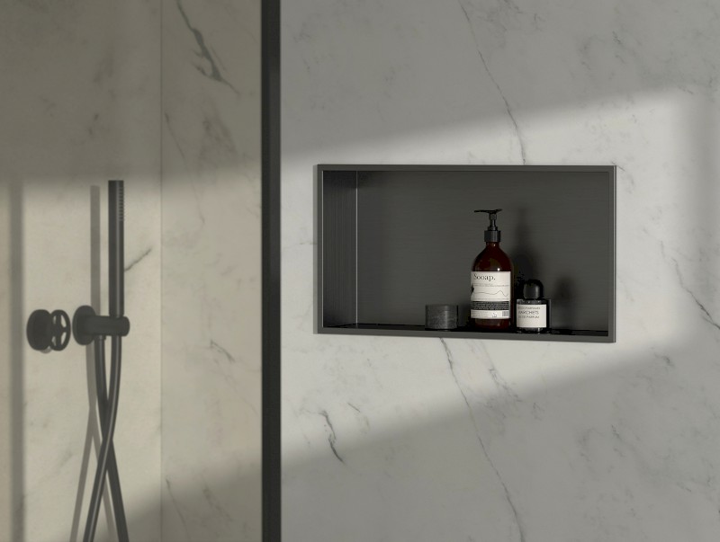 DENBO zapuštěná police do obkladu, 510x270mm, nerez, gun metal 1301-53B