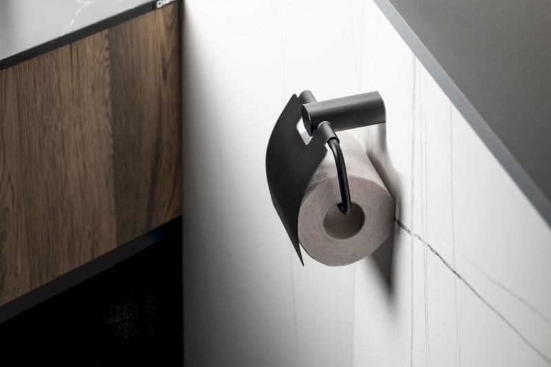 FLORI držák toaletního papíru s krytem, černá mat RF007/15