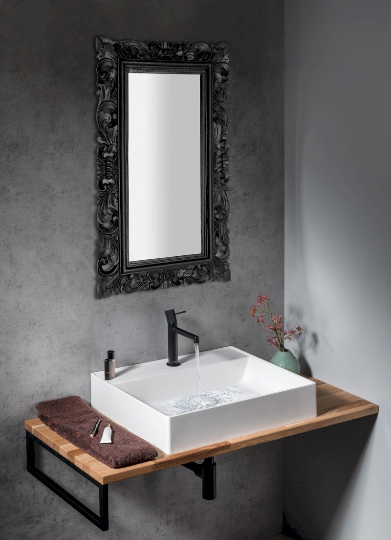 SAMBLUNG zrcadlo ve vyřezávaném rámu 40x70cm, černá IN113