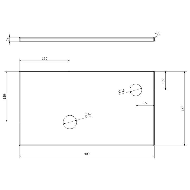 MINOR deska pod umývátko 40x22,5cm, baterie vpravo, litý mramor, bílá MR405