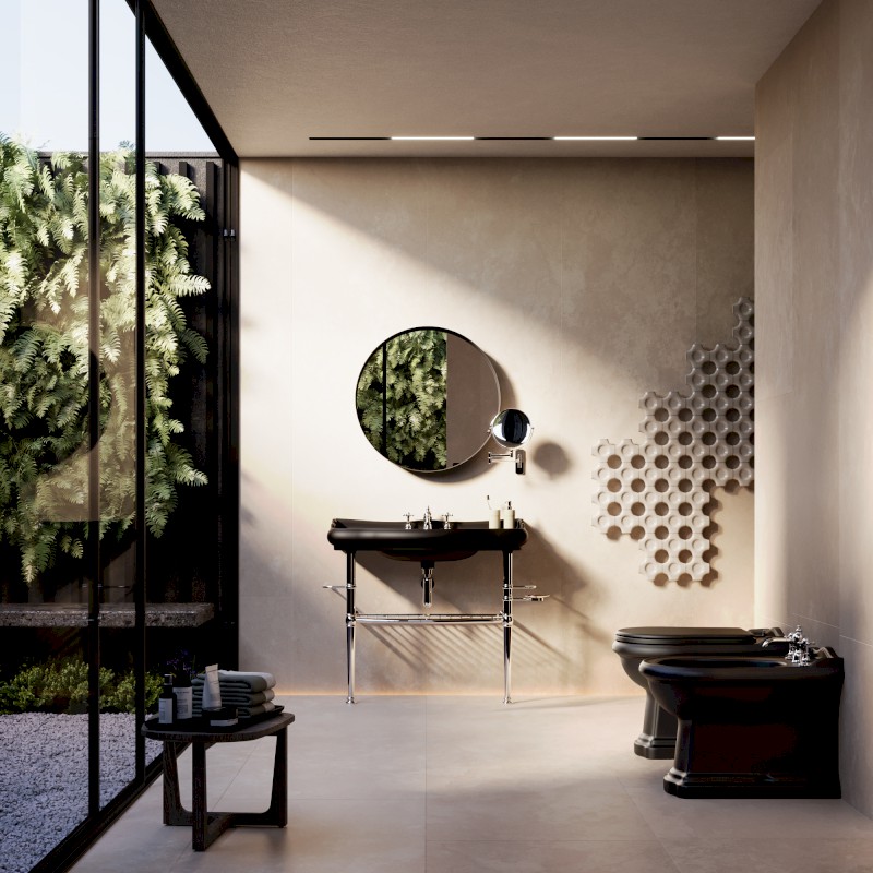 RETRO keramické umyvadlo 100x54,5cm, černá mat 105031