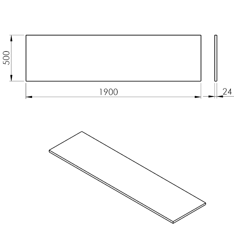 PLATO deska Rockstone 1900x24x500mm, bílá mat PL190-0101