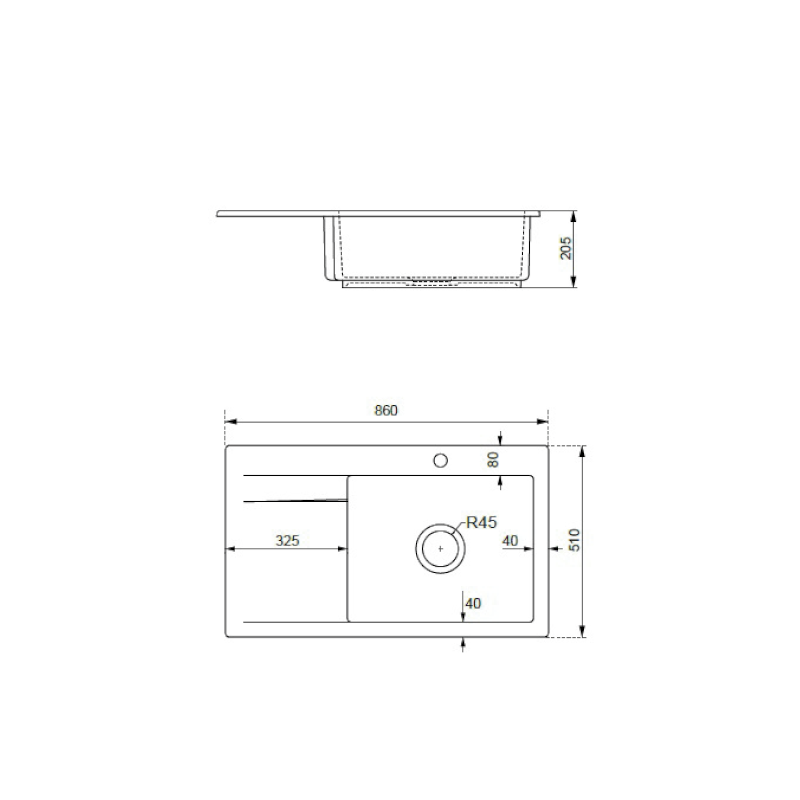AVORIA keramický dřez s odkapem, 86x51 cm, bílá 55086