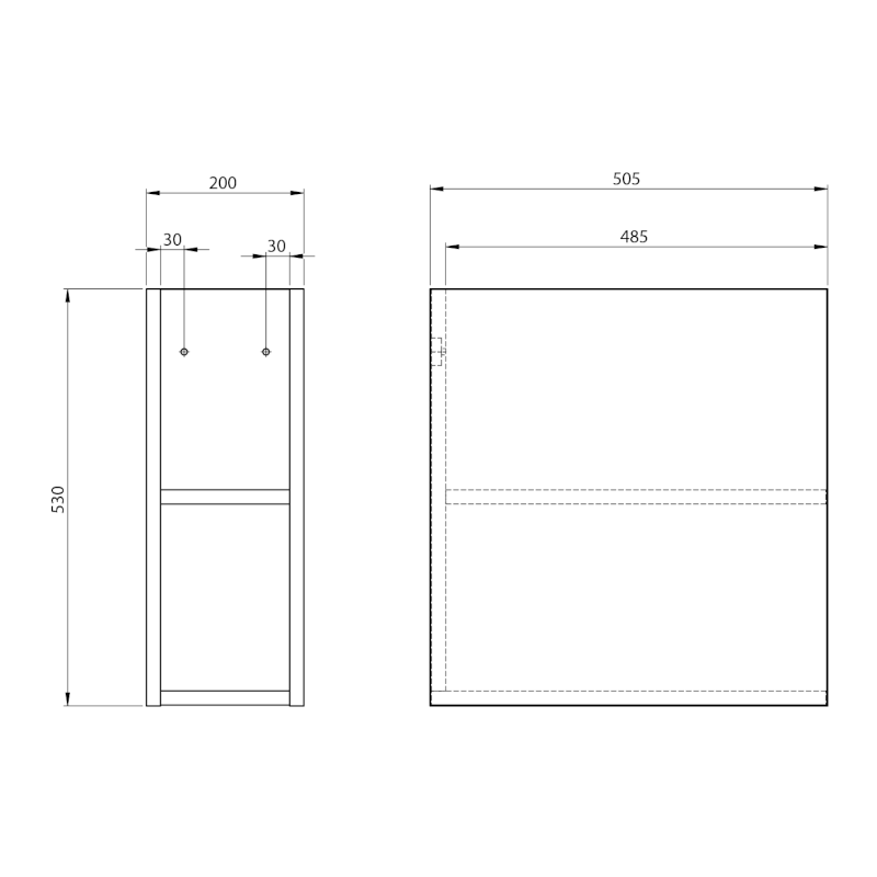 TREOS skříňka spodní policová 20x53x50,5cm, bílá mat TS020-3131
