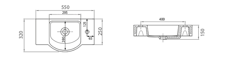 LITOS keramické umývátko 55x32cm, bílá 4077