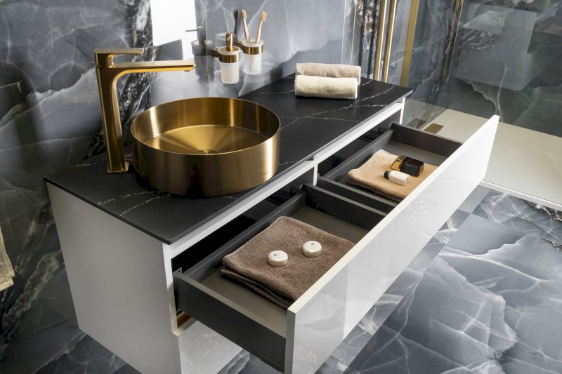 ODETTA umyvadlová skříňka 118x50x43,5cm, bílá lesk DT120-3030