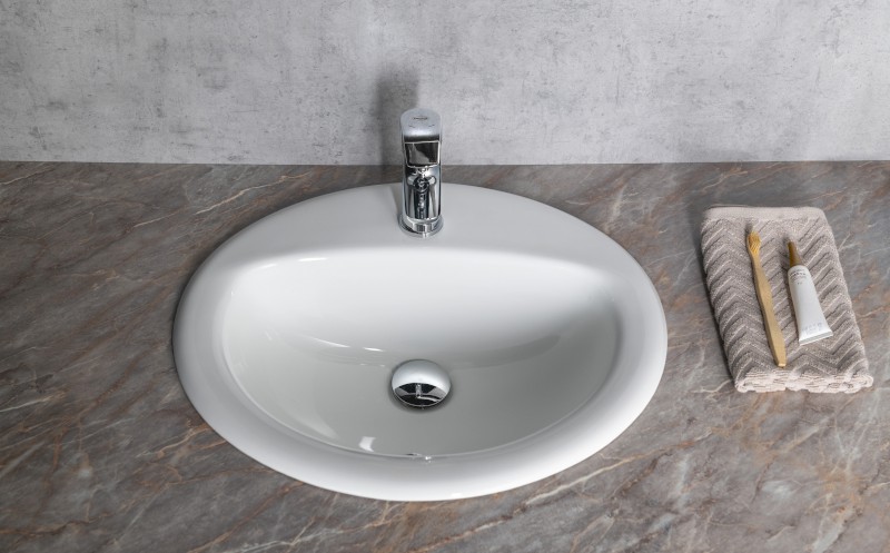 Keramické umyvadlo, zápustné, 52x45cm, bílá 55227