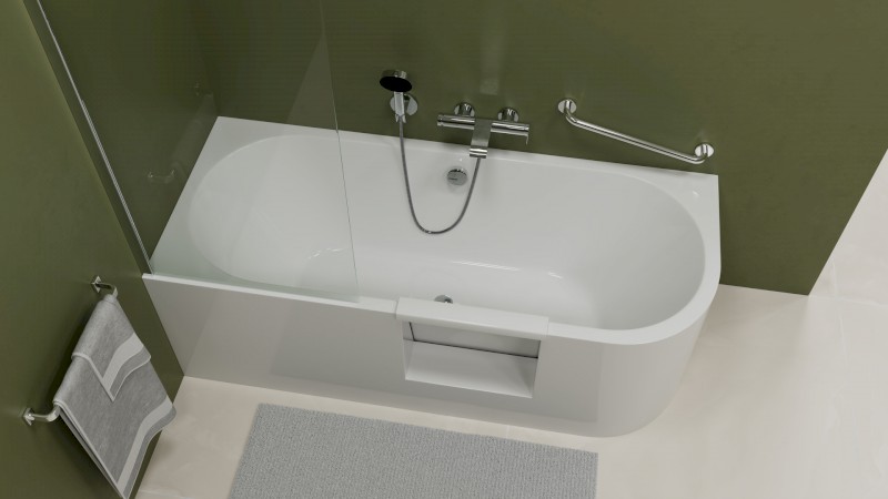 PORTAS L asymetrická vana s dvířky, 180x75x60cm, bílá 75551