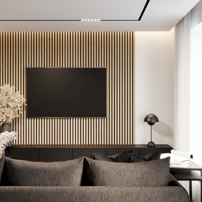 DELUXE akustický panel 2400x520x18mm, dub/černá 54-240-11-86-12