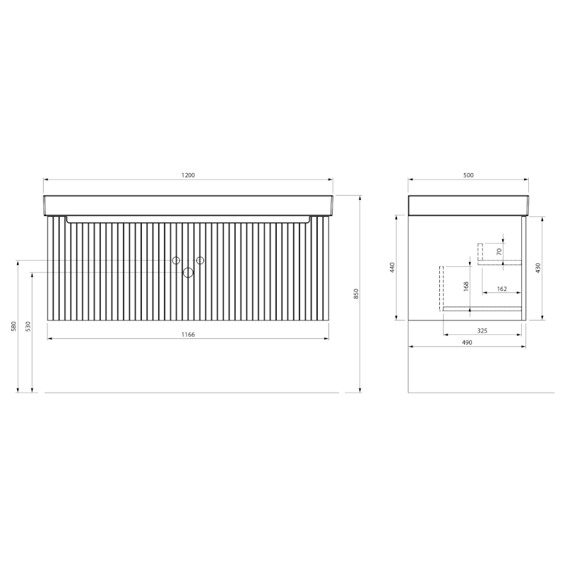 NELIO STRIP umyvadlová skříňka 116,5x44x49cm, 1x zásuvka, agila NL120-4343S