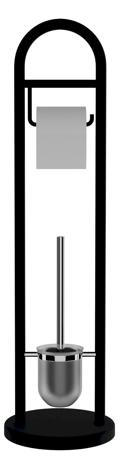 JUNDAH stojan s držákem na toaletní papír a WC štětkou, černá 11123110