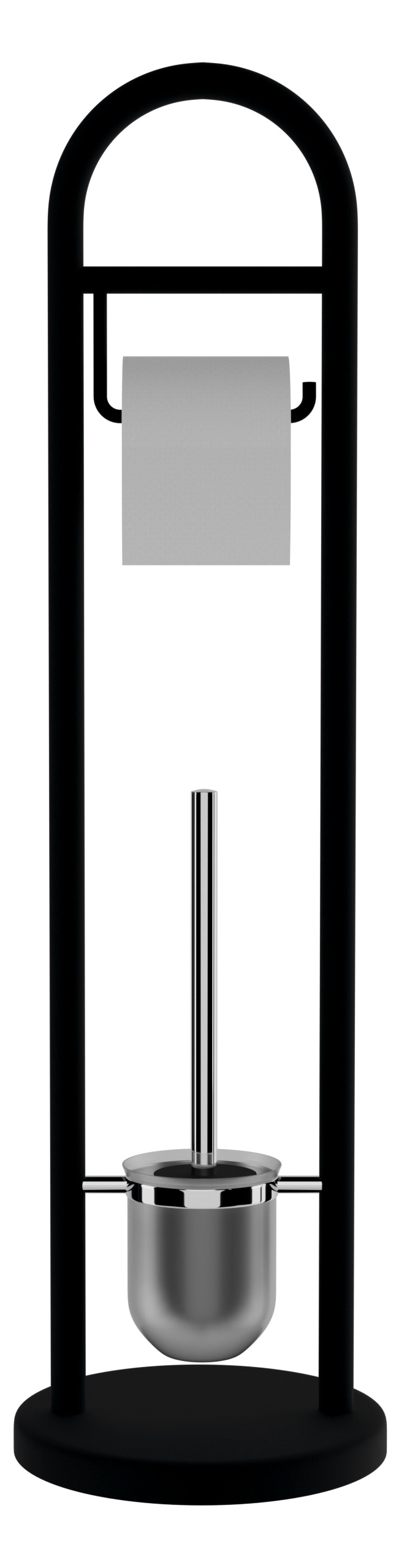 JUNDAH stojan s držákem na toaletní papír a WC štětkou, černá 11123110
