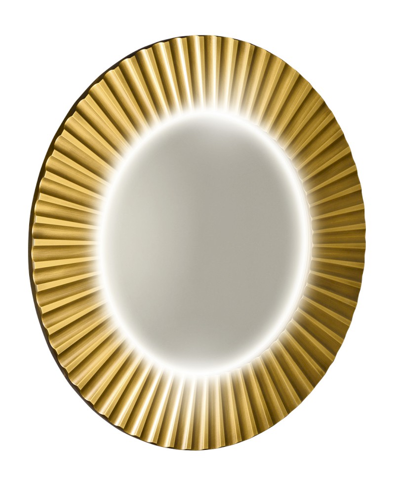 PRIDE STRIP kulaté zrcadlo s LED osvětlením v rámu ø 75cm, zlato PD750