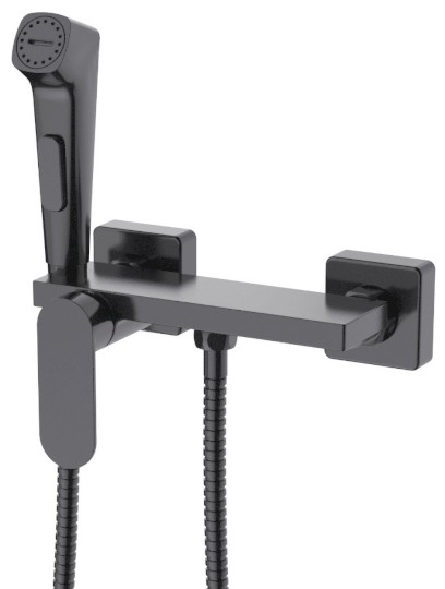 Nástěnná bidetová baterie se Stop sprškou a poličkou, gun metal TJ042GM