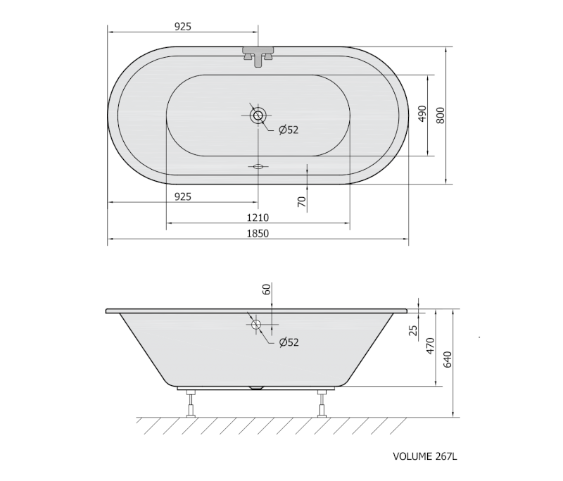 VIVA O oválná vana 185x80x47cm, bílá 72179