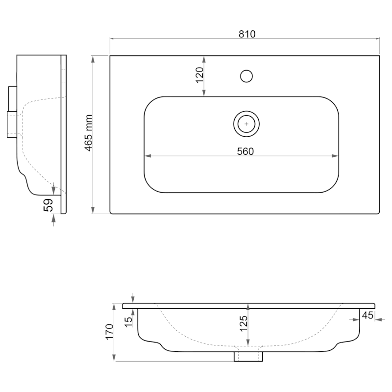 PIEDRA keramické umyvadlo nábytkové 81x46,5cm, bílá 43081