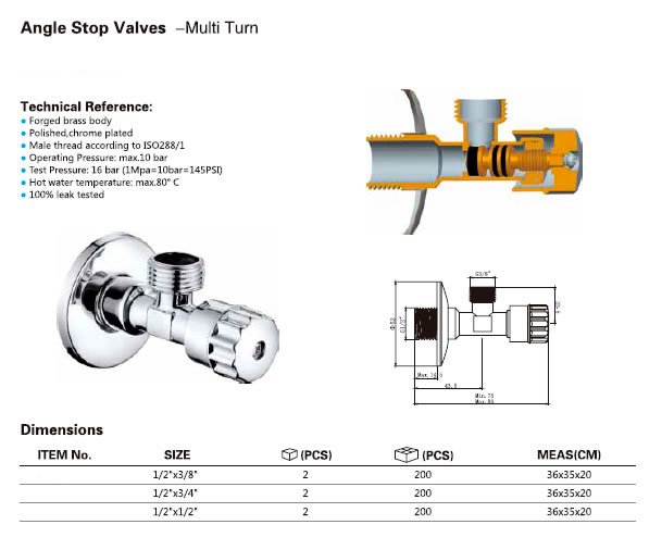MULTITURN rohový ventil 1/2