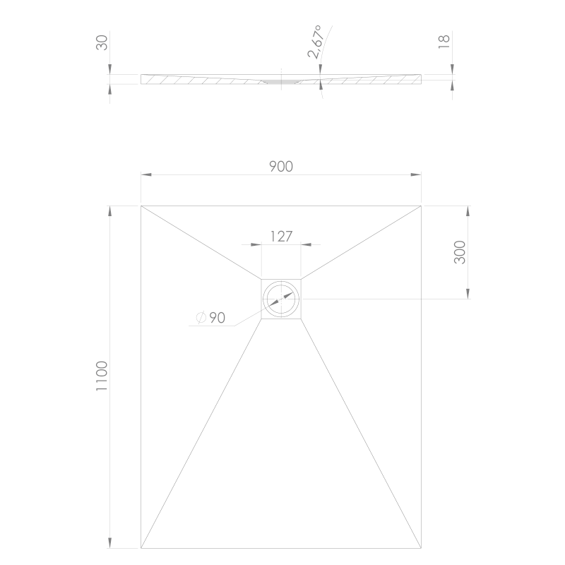 TRENECA vanička z litého mramoru s možností úpravy rozměru, 110x90cm, bílá mat 84314.11