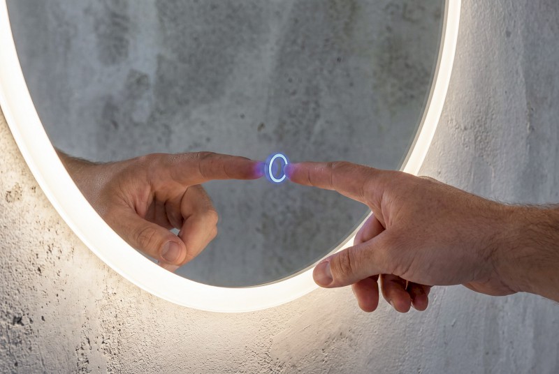 URSA kulaté zrcadlo s LED osvětlením ø 70cm, dotykový senzor, stmívatelné UR070